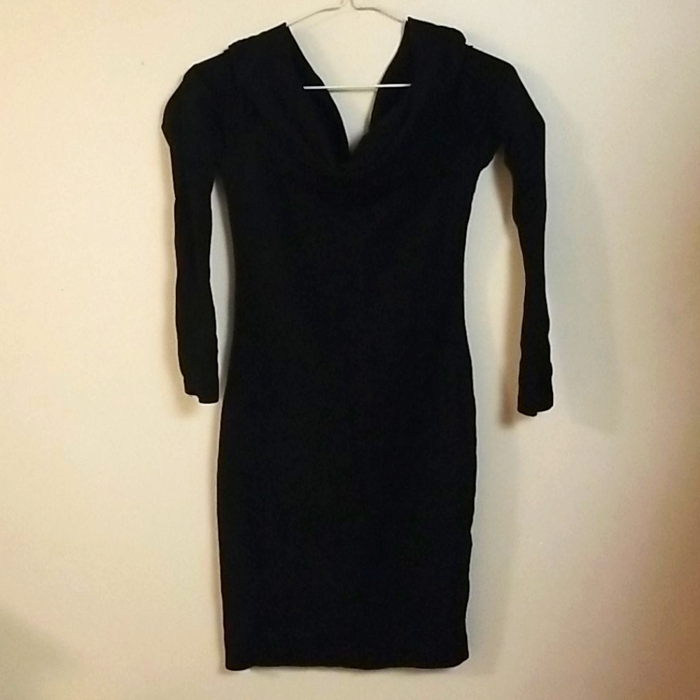 Long sleeved, off shoulder cocktail dress